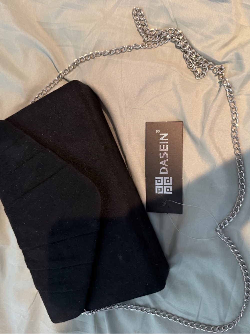 Amazon Black Clutch with Silver Chain